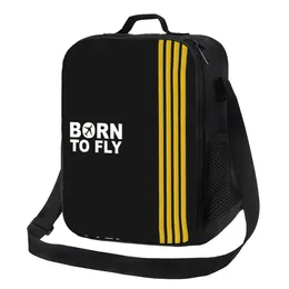 Born to Fly Captain Stripes Termal Isolation Bag del pranzo pilota Air Fighter Lunch Tote per Kids School Storage Bento Food Box