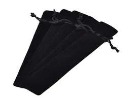 50 PCS Black Velvet Pen Pouch Slove Selve String Saco de caneta capa Lápis Bag1035488