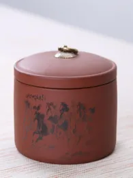 スパイス用の紫色の粘土キッチン缶乾燥ナッツキャディタンクレトロセラミックキャニスターシールジャーポットCRE8276826