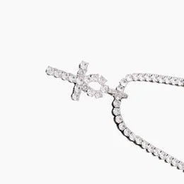 Iced Out CZ Key Of Life Egypt Cross Pendant Necklace 4mm Tennis Chain Sgold Silver For Men Hiphop Jewelry276a3340256