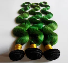 نغمة Ombre نسج الجسم البرازيلي Wave Human Hair Seft 826inch Star New Star European Indian Hair Extensions 1Bgreen 3pcs No Shedding 9058287