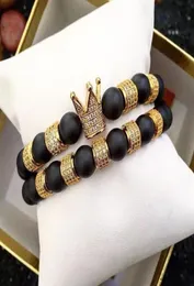 Braccialetti di fascino cavo etnico a sfera di cristallo da 2 pcsset set per donne uomini che gioielli opachi di bracciale perline dono valenti5673804