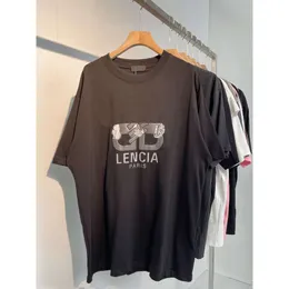 Versão alta da família B Double Double 3D Carta impressa de manga curta Camiseta Oso American Street Casal