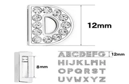 1300pclot 8mm bling Slide letter AZ silver color diy charms full rhinestones English alphabet fit for 8MM leather wristband keyc7203674