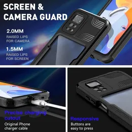 Xiaomi Redmi Note 11 11S Pro 12 5G 12 Pro 5G Crystal Case 360 ​​보호 방진 및 방지 덮개를위한 IP68 방수 케이스