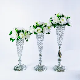 2pcs/Lot Metal Flower Vase ، Crystal Flower Transfer Stand for Wedding Centerces for Table ، Restaurant Hotel Decorts