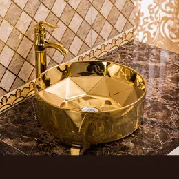 Nordic Round Bathroom Sinks Toilet Wash Basin Rose Gold Ceramic Bathroom fixtures Above Counter Basin Kitchen Washing Sinks Z