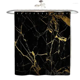 Cortinas de chuveiro preto dourado marmore crack textura de tinta de luxo abstrato decorativo tecido de cortina arte