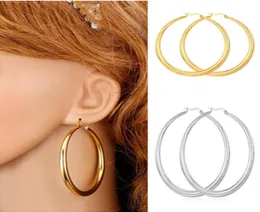 Brincos grandes novos aço inoxidável da moda18k joias de moda de ouro real redondo brincos de argola de tamanho grande para women99848174737138