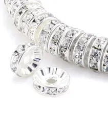مكونات Tsunshine 100pcs Rondelle Spacer Crystal Charms Beads Silver Plated Czech Rhinestone Bead for Jewelry Making DIY 6605613