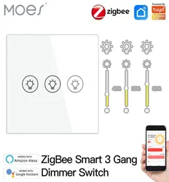 Zigbee Multigang Smart Light Dimmer Switch 독립 제어 Tuya App Control은 Alexa Google Home 123 Gang3613428과 함께 작동합니다.