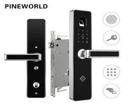 PineWorld Biometryczne odciski palców Inteligentne Lockhandle Electronic Door LockfingerPrintrfidkey Touch Screen Digital Hasło Lock 2019452603