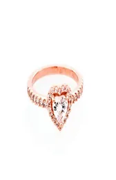 Rose Gold Heart Rings passar för original stil smycken glittrande förhöjd hjärtring 188421c024899062