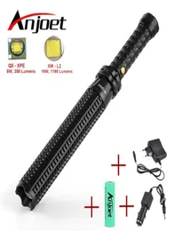 anjoet يضع Lanterna Telescoping LED L2 Q5 المصباح التكتيكي Torch Baton Flash Defense 18650 أو AAA 21038654111