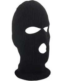 Vollgesichtsbedeckungsmaske drei 3 Loch Balaclava Strickhut Winter Stretch Schnee Maske Beanie Hat Cap neue schwarze warme Gesichtsmasken 9899039