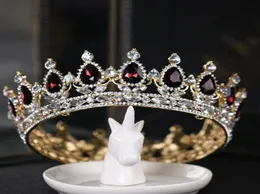 Nuovo concorso Full Circle Tiara Crystal rosso scuro Rhinestones King Crown Crown Wedding Crowns Bridal Bridal COSTUME Party Art Deco Baroque H6245392