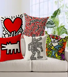 Keith Haring Cushion Cover Modern Home Decor Throw Pillow Case Car Seat Vintage Nordic Cushion Cover för soffa Dekorativ kudde CO6092619