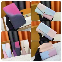 Designer clutch bags women Canvas rendering gradient color lady Wallets Midnight Fuchsia M81270 ZIPPY COIN PURSE M81349 Sunrise Pastel Coin purse hand bags with box