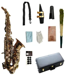 Mark VI Zakrzywiony saksofon sopranowy S SOSOPHONO B Płaski mosiężny lakier Lakier Złoty Instrument drewniany drewniany z akcesoriami2143726