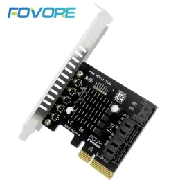 Cards PCIe Sata to 5 Ports SATA 3 III 3.0 6 Gbps SSD Adapter PCI Express x1 Controller Board Expansion Raid Card Support x4 x6 x8 x16