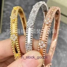 High End Designer Bangles for Vancleff High Version Thick Gold Electropated 18K Gold Kaleidoscope Armband för Streaming Original 1: 1 Med Real Logo