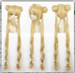 Girl Sailor Moon Cosplay Costumes Wig Tsukino Usagi och Princess Serenity Curls bär hårvärmebeständigt hår4519572