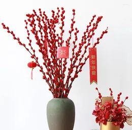 Flores decorativas 10 galhos de salgueiro vermelho e branco seco de salgueiro natural seco real para arranjo escritório em casa