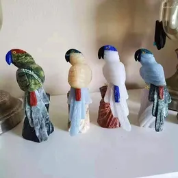 Decorative Figurines Natural Quartz Hand Carved Animal Parrot Folk Crafts Home Decoration