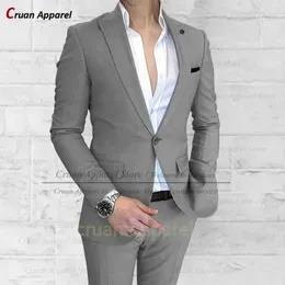 Fashion Full Mens Suit Birthday Party Classic Slim Fit Costumes Formal Meeting Wear Evening Dinner Elegant Blazer Pants 2Pieces 240412