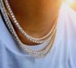 Hip Hop Bling Chains Gioielli Mens Diamond Iced Out Tennis Chain Fashion Fashion 3mm 4mm Silver Gold Caten Necks6573089