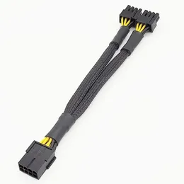 2024 20cm Braided Y-Splitter GPU Adapter Cable PCIe 8 Pin Female To Dual 2X8 Pin(6+2) Male PCI Express Power Adapter Extension Cable for