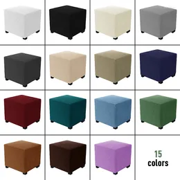 Stol täcker tjockare stretch ottoman täcker all-inclusive fyrkantig soffa fotpall nordisk heminredning dammtät fasta färgmöbler