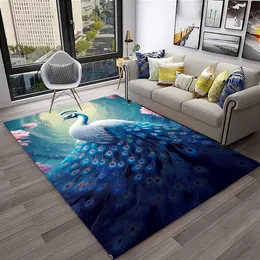 Peacock Bird Animal Exquisite Carpet Rug for Home Living Room Bedroom Sofa Doormat Decor,Kids Play Area Rug Non-slip Floor Mat