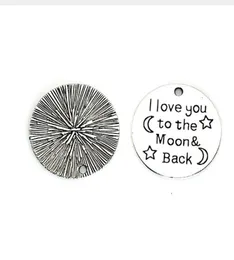 100pcs Antique Silver I Love You to the Moon and Back Charms pendenti 25mm7909330