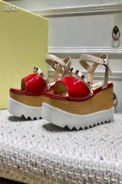 Stella McCartney Women Sandals Rives Design Fashion Wedge Platform Подлинная кожаная повседневная обувь3201942