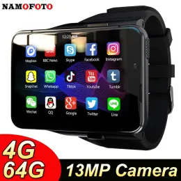 Saatler Erkekler 4G LTE Akıllı İzle Çıkarılabilir Sim Kart 4GB RAM 64GB ROM 2300mAH Büyük Ekran 2.88 '' Çift Kameralar WiFi GPS Sports Smartwatch