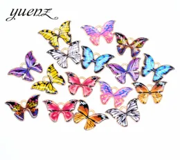 Pingente de borboleta colorido 100pcs lote 2115mm Pingentes de animais de esmalte de 2115 mm Faixa para jóias de bracelete de colar RMII 1268 Q8930167