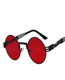 Okrągłe okulary przeciwsłoneczne gotycki steampunk okulary przeciwsłoneczne mężczyźni mężczyźni metalowe wapeyeglasses shades marka projektant okularów przeciwsłonecznych lustro Wysoka jakość 5266938