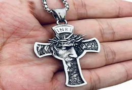 Colares pendentes Cristo Jesus Crucifixo Colar de aço inoxidável Coroa para homens Mulheres jóias religiosas6596449