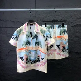 Стильный гавайский дизайнерский дизайнерский мужская повседневная рубашка набор цветочных алфавитов 3D Printed Summer Beach Resort Shit Set Set Seled M-XXXL #A2