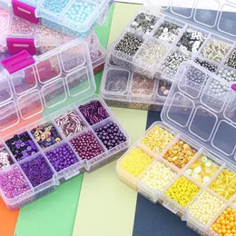 10 Grid/Box Seed Beads equins مجموعة حبة لخياطة المجوهرات صنع مراكز DIY ثياب سوار مزخرفة