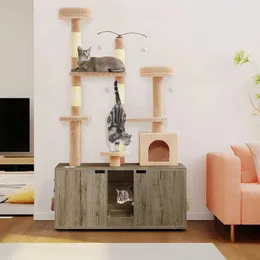 Wooden Cat Tree Jysk Tower Condo With Litter Box Perfect Hidden Enclosure Furniture For 2 Cats Y241111 From A boston 71.41 DHgate.Com