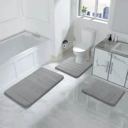 Memory Foam Bath Mat Set Ussaped Badrumsmatta Toalett Nonslip Mjuk och bekväm absorberande maskin Tvättbar 240329