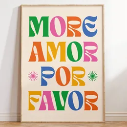 ノルディック・モア・マス・アモール・ポーはスペインの引用ポスタープリントキャンバス絵画トレンディピンクの愛の引用壁アートルームホームデコレーション