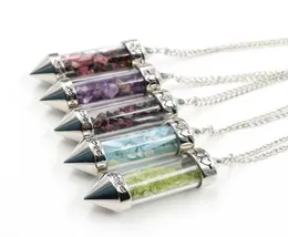 Crystal Gravel Wishing Bottle Sweater Chain Pendant Necklace Lady Retro Transparent Glass Wishing Bottle2421931