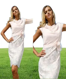 Linea Raffaelli Açık Pembe Gelin Elbiseler Diz Uzunluğu Zarif Düğün Konuk Gowns Chiffon Resmi Anne Dress8890996