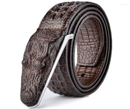 Cintos Designer de couro de luxo Men39s Belt Crocodile Skin Skin Strap Head Real Cowhide2013838