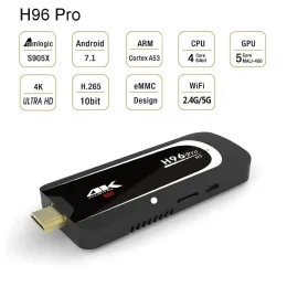 Box H96 Pro 플러스 안드로이드 7.1 TV 스틱 Amlogic S905X Quad Core 2G 16G 미니 PC 2.4G 5G WiFi BT4.0 1080p HD Miracast TV 동글