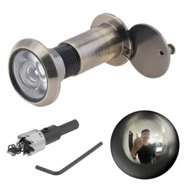 16 mm a 200 gradi Visualizzatore di porta di vetro HD Lente largo angolo di sicurezza PEEPHOLE Porta con punta per il trapano impostato per le porte 1,57-2,56 pollici di spessore