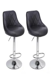 Waco Modern Bar Stools أدوات عالية من النوع 2PCs كرسي قابلة للتعديل قرص Rhombus Backrest تصميم عداد الطعام كراسي حانة Black286M2346816